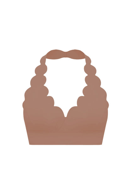 V-Cut Scallop Halter Bra