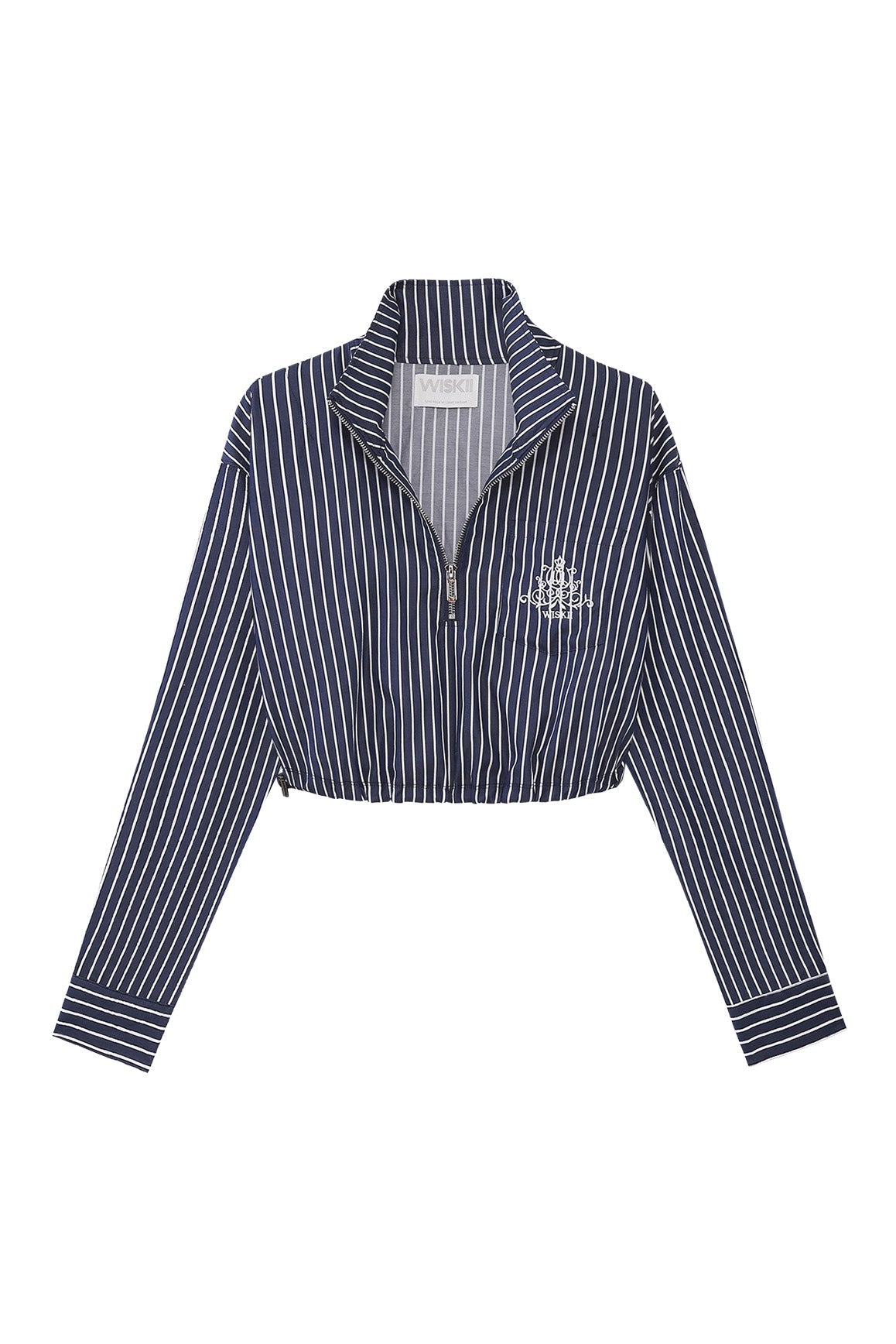 Stripe Half-Zip Crop Shirt